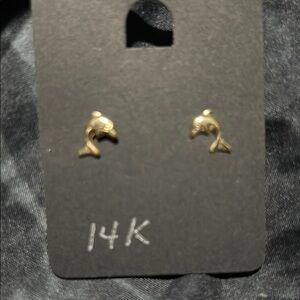 14K Gold Dolphin Earrings
